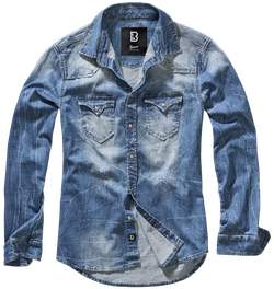 Brandit RILEY DENIM SHIRT LONG SLEEVE denim blue