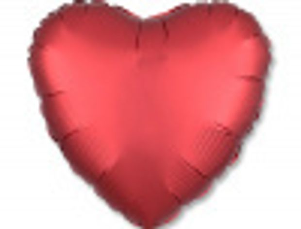 AN Шар сердце 18" / 46 см сатин Sangria красный (БГ-15)