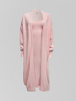 Комплект JN 5276 пушистый из платья миди и кардигана с поясом в комплекте