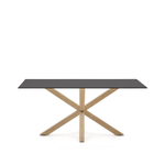 Стол Argo из матового черного стекла со стальными ножками под дерево 160 x 90 см