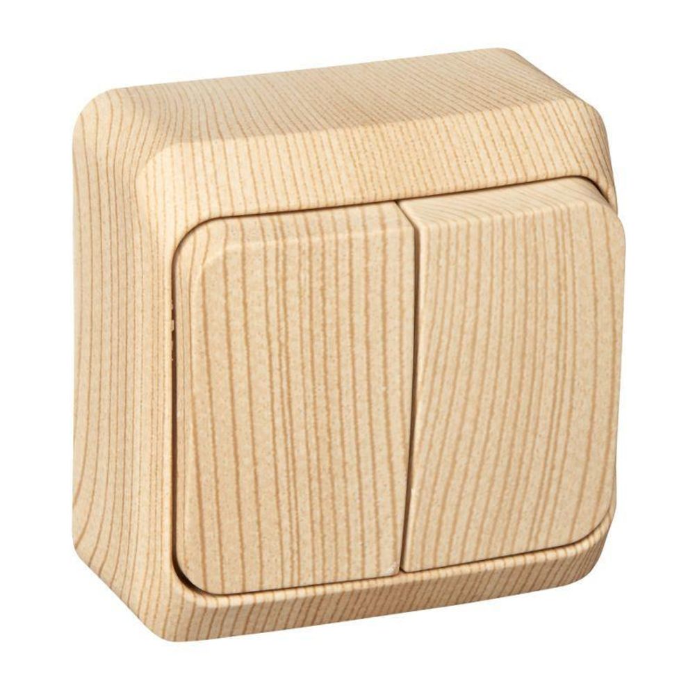 Выключатель 2-кл. ОП Этюд Дача 10А IP20 с подсветкой сосна SE BA10-006D Выключатель 2-кл. ОП Этюд Дача 10А IP20 с подсветкой сосна SE BA10-006D