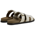 Hermes leather flat-bottomed fashion sandals men's white, H222857Z HBT