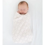 SwaddleDesigns Фланелевая пеленка для новорожденного - Sterling Mod Circles, Sunwashed Pink
