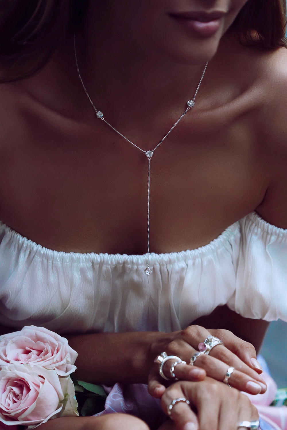 Колье «Созвездие» с белым цирконом