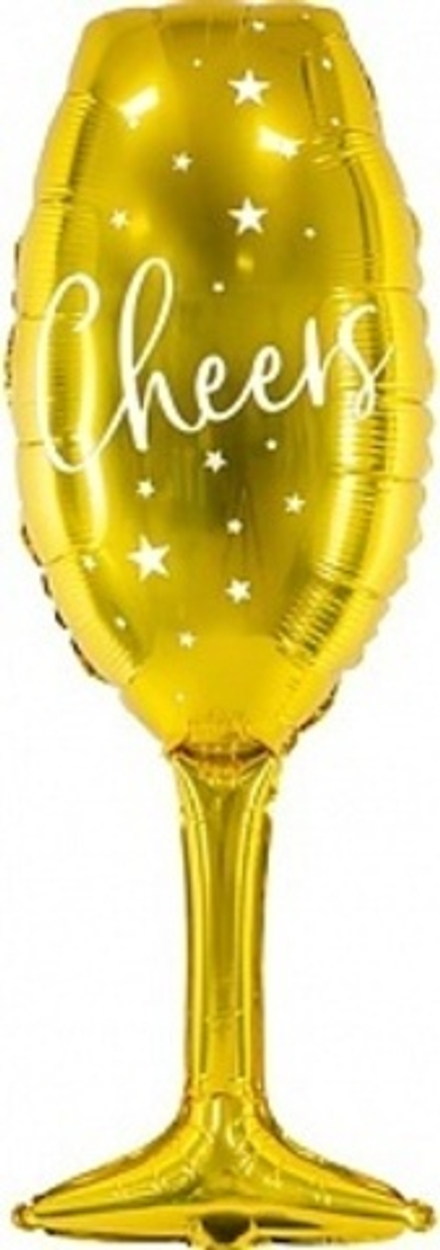 К Фигура Бокал Шампанское Сверкающие звезды Золото (40''/102 см)