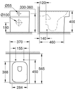 УНИТАЗ НАПОЛЬНЫЙ ПРИСТАВНОЙ БЕЗОБОДКОВЫЙ GROHE CUBE CERAMIC 3948500H