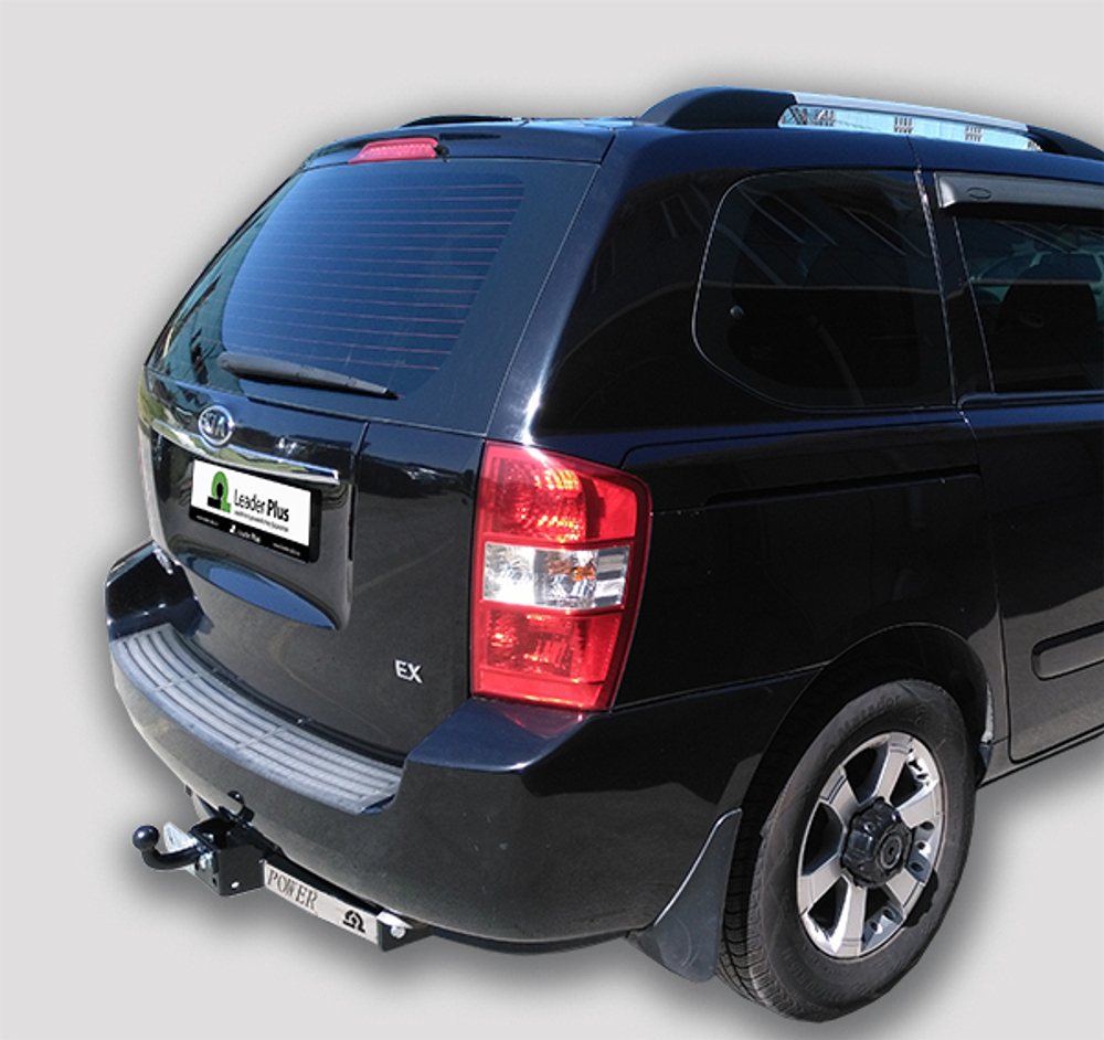 Фаркоп(прицепное) Лидер-Плюс для KIA CARNIVAL 2006-2014 (C НЕРЖ. ПЛАСТИНОЙ)(паспорт и сертификат в комплекте)(без электрики)K128-F(N)