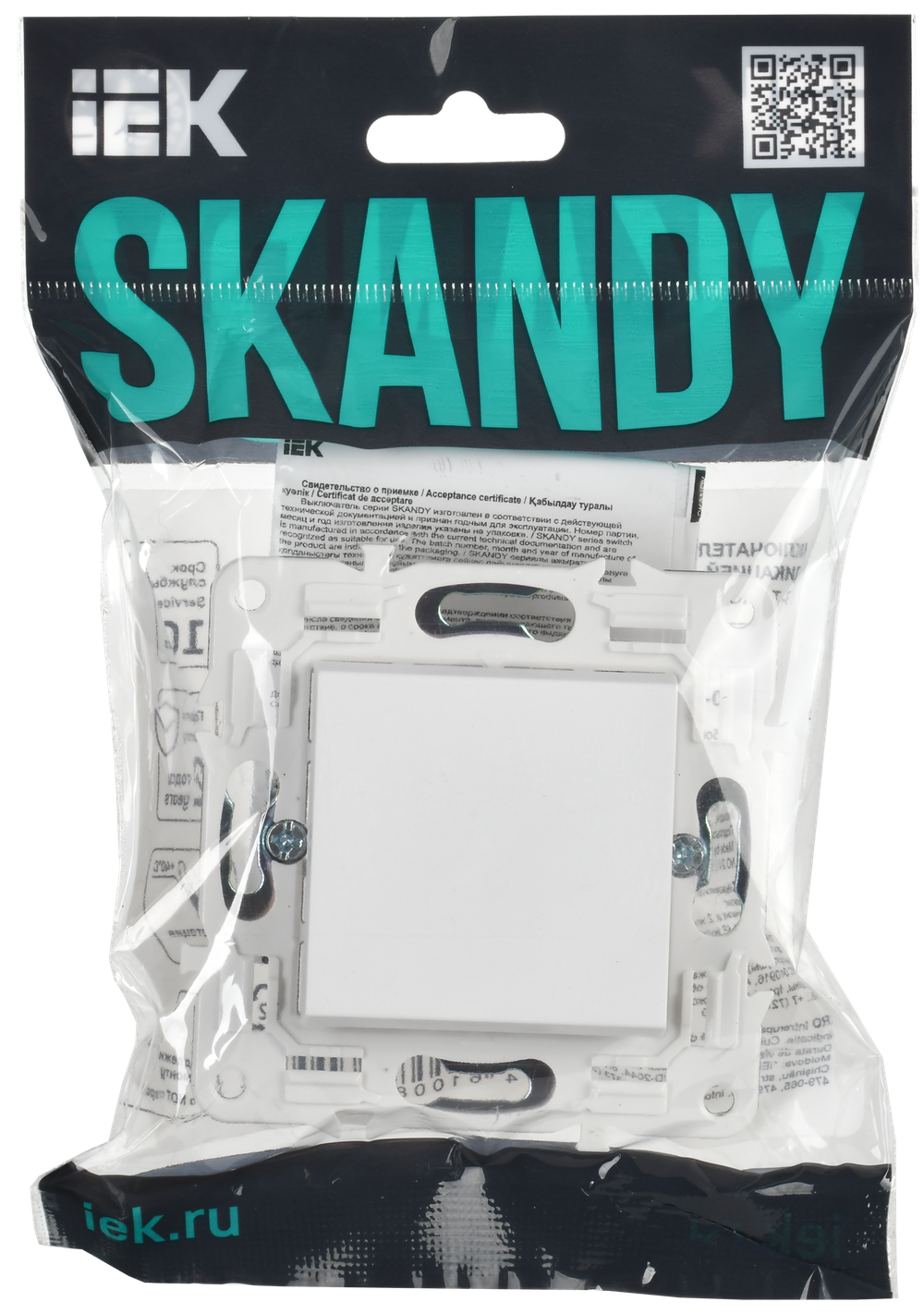 SKANDY Выключатель 1-клавишный кнопочный 10А SK-V14W арктический белый IEK