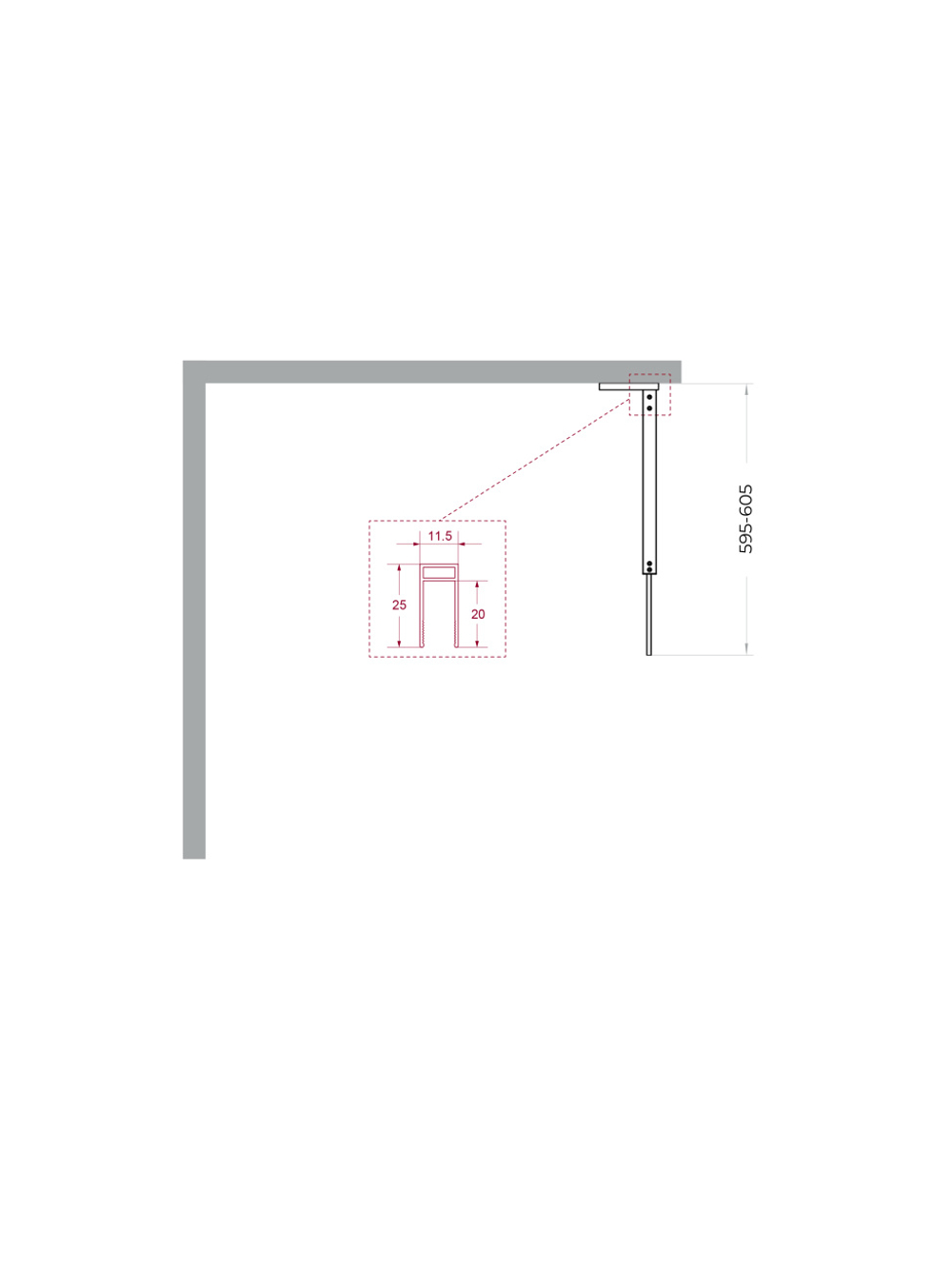 Душевая перегородка BelBagno UNO-L-1-TB-60-C-GM профиль оружейная сталь, стекло прозрачное