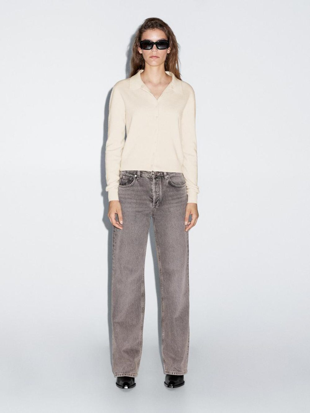 Massimo Dutti Кардиган из 100% шерсти, экрю