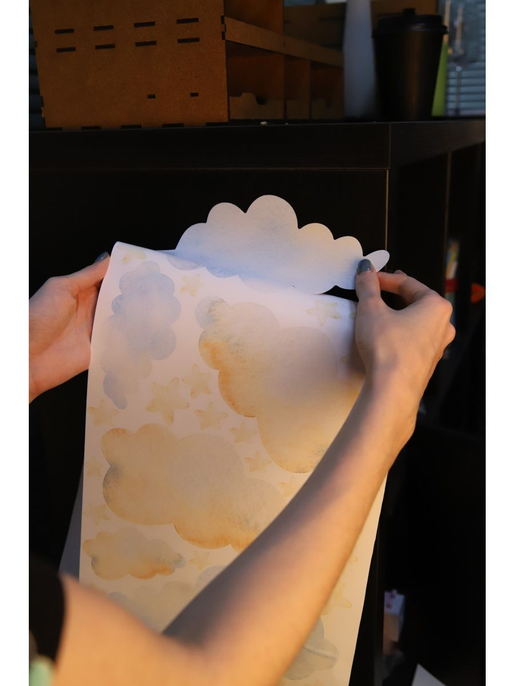 Интерьерные детские наклейки в комнату, акварельные облака