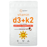 Micro Ingredients, витамины D3 и K2, 300 мягких таблеток