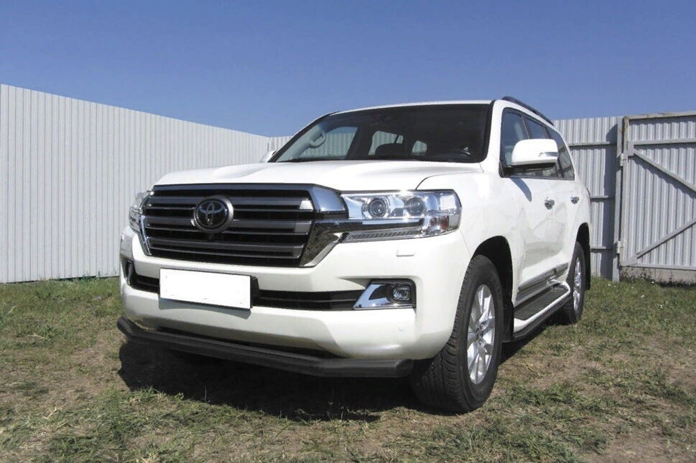 Защита переднего бампера (нержавейка) Toyota Land Cruiser 200 (2015-2021) d76 (черный)