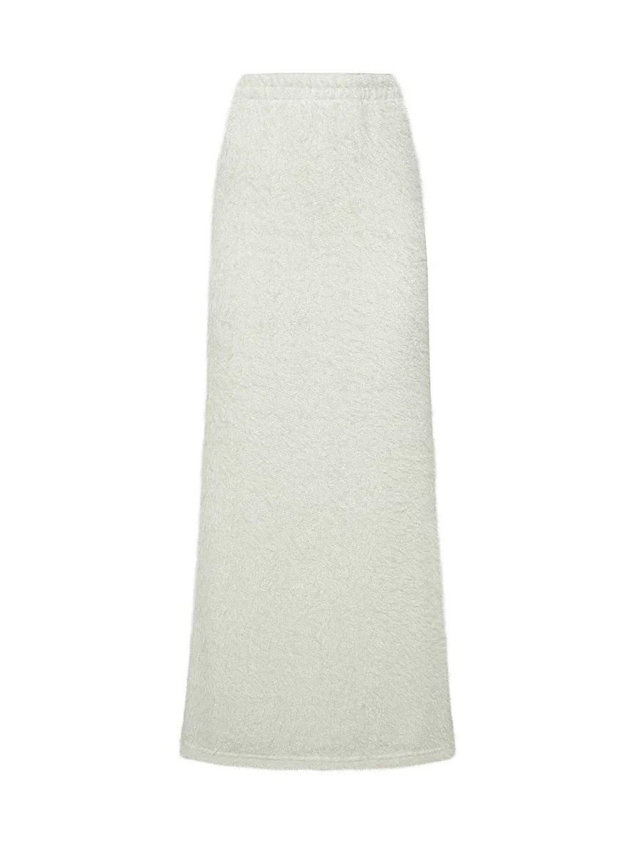 Юбка пушистая макси молочная