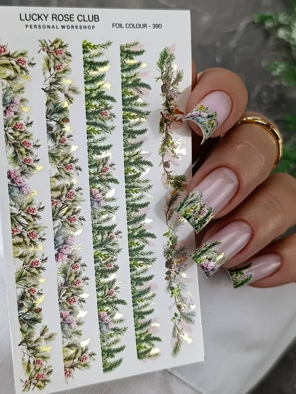 Lucky Rose Слайдеры наклейки для длинных ногтей 390