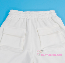 костюм бриджи карго + топик  белый  5000