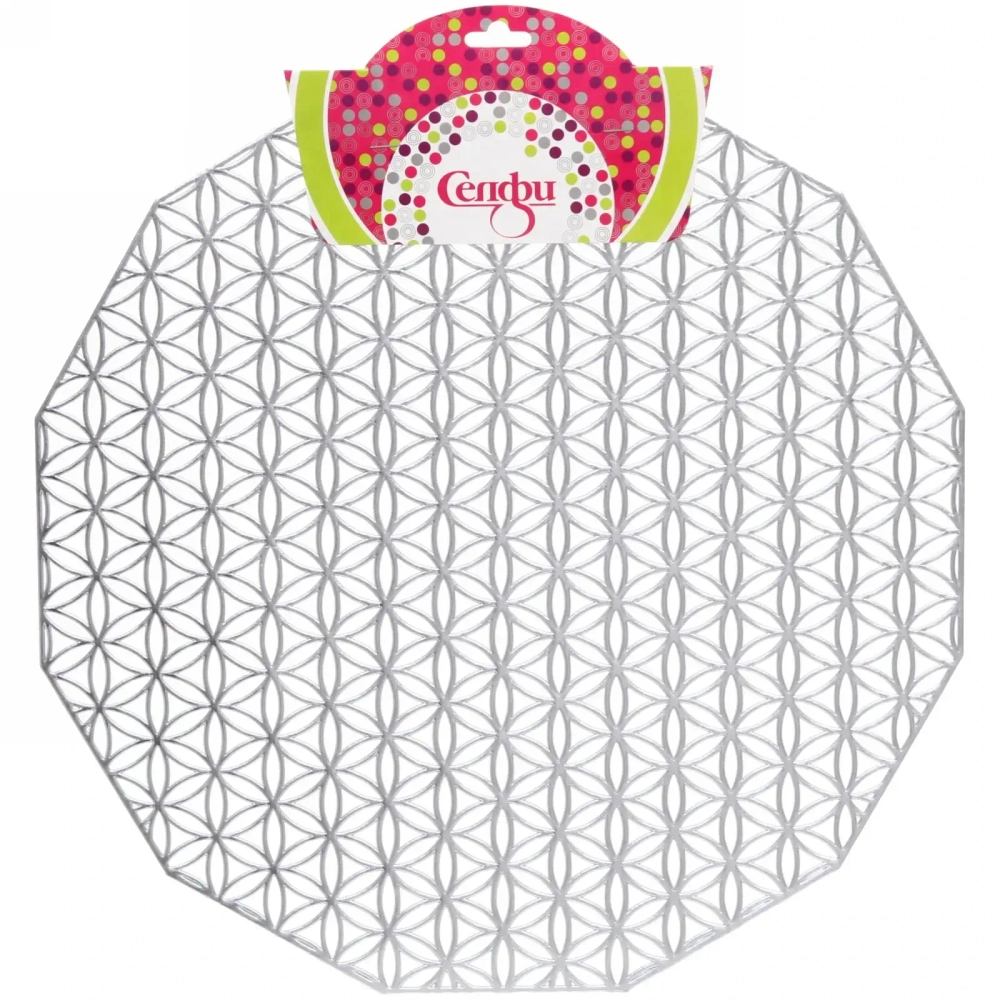 Салфетка плетеная 38см «Орнамент» серебро