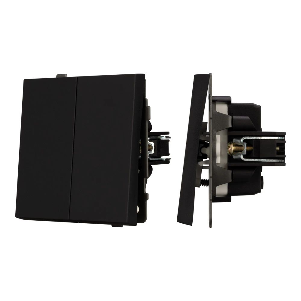 Механизм выключателя двухклавишный непроходной SWT-TENDO-MK02-SFPL-BK (230V, 10A) (Arlight, Матовый черный) 054544