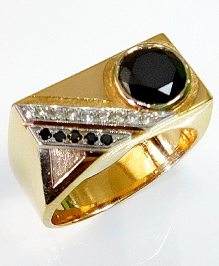 Печатка Эстерелла золото 750, чёрный бриллиант