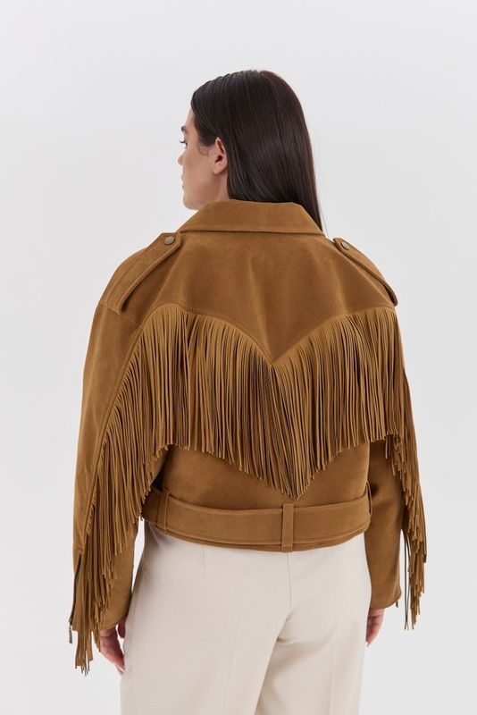 Куртка из искусственной замши, коричневая