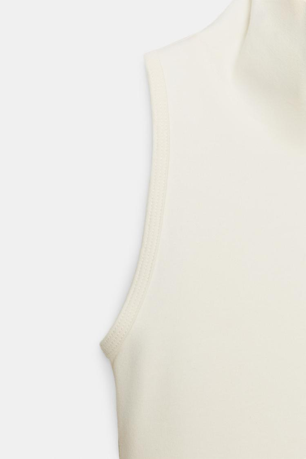 ZARA ТОП БЕЗ РУКАВОВ С ВОРОТНИКОМ-СТОЙКОЙ, ЖЕЛТОВАТО-БЕЛЫЙ