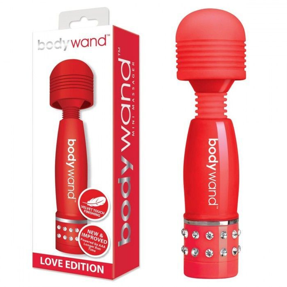 Красный жезловый мини-вибратор с кристаллами Mini Massager Love Edition (Цвет: красный)