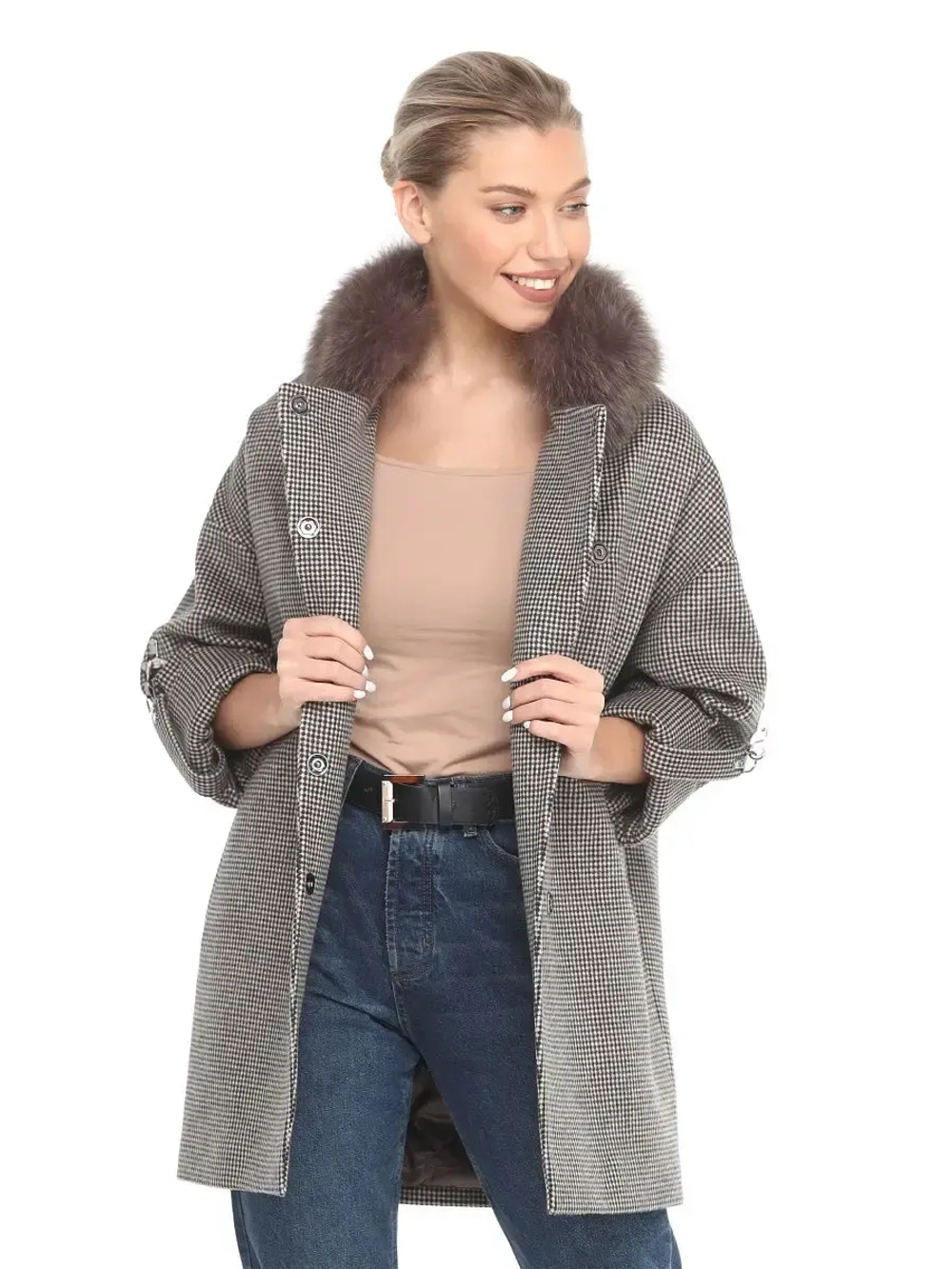 Пальто женское из натуральной кожи