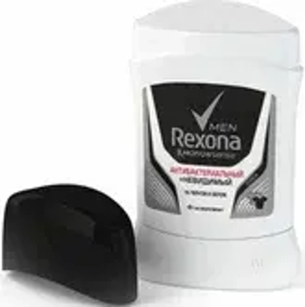 REXONA Дезод.стик муж 50мл АНТИБАКТЕРИАЛЬНЫЙ НЕВИДИМАЯ НА ЧЁРНОМ И БЕЛОМ*24 рус