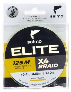 Леска плетёная Salmo Elite х4 BRAID Fluo Yellow 125 м, 0,10 мм