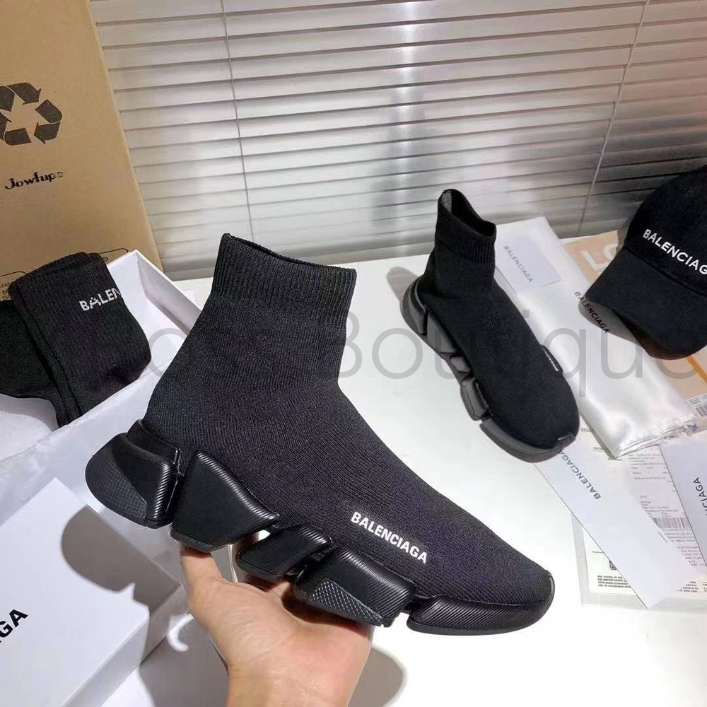 Чёрные кроссовки носки Balenciaga Speed 2.0 sock Баленсиага премиум класса