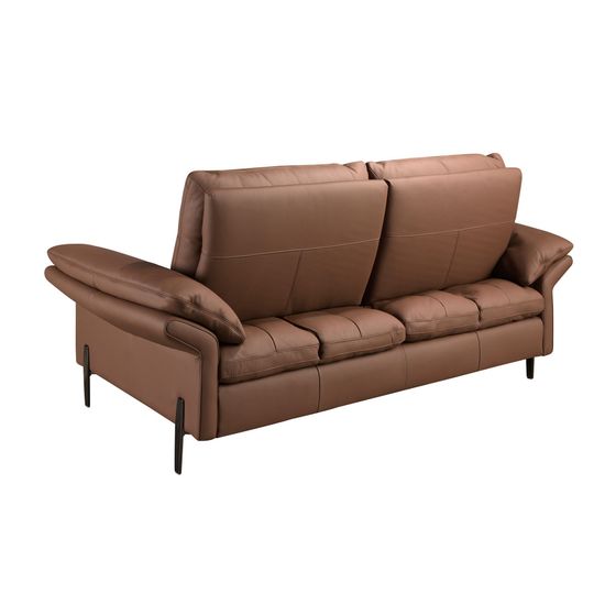 Коричневый кожаный 2-местный диван модель 6242