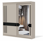 Шкаф-купе №25 (2,0 м) Блэк Меланж/Лакобель/Черный матовый