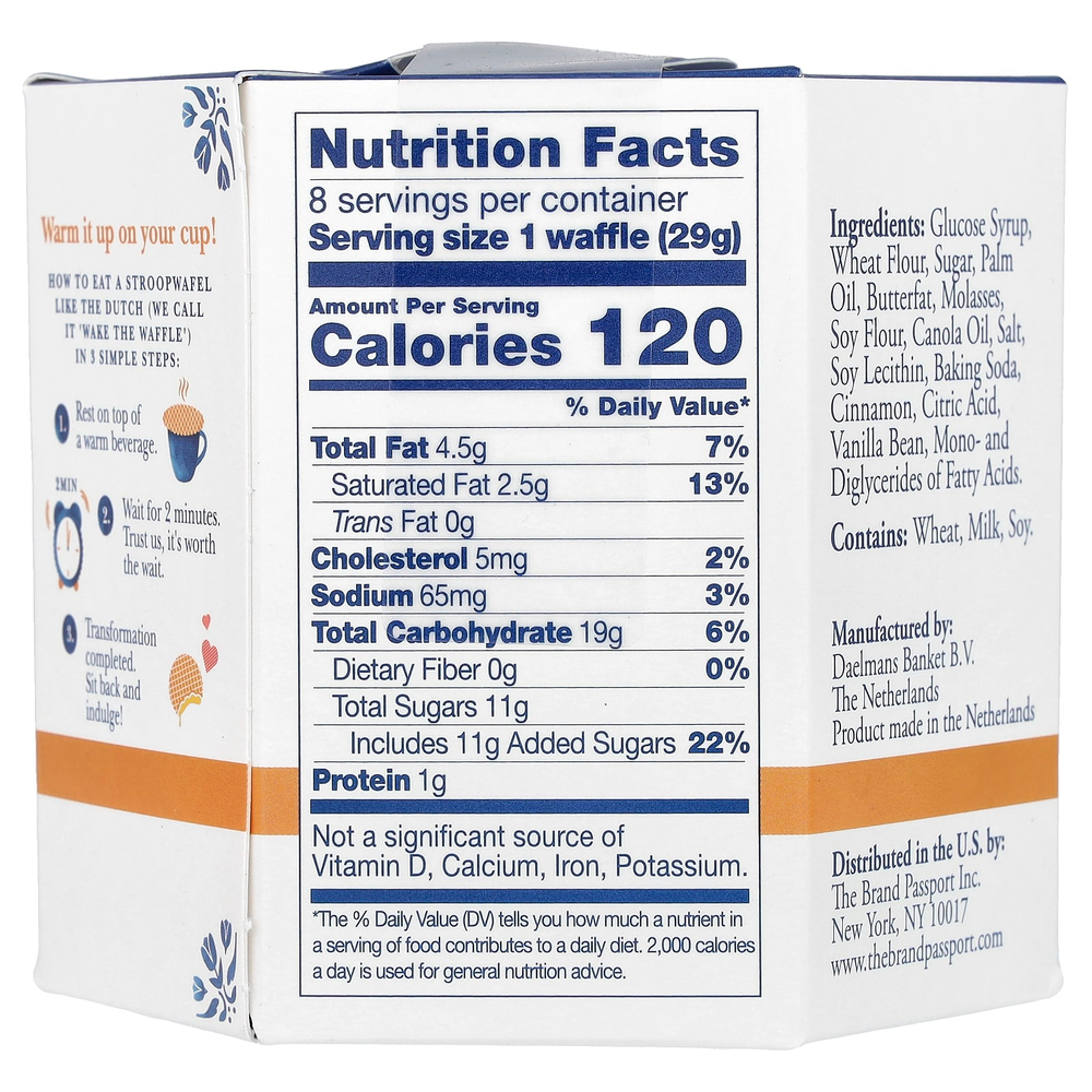 Daelmans, круглые вафли-сэндвичи с карамельной прослойкой, карамель, 8 вафлей по 230 г (8,11 унции)