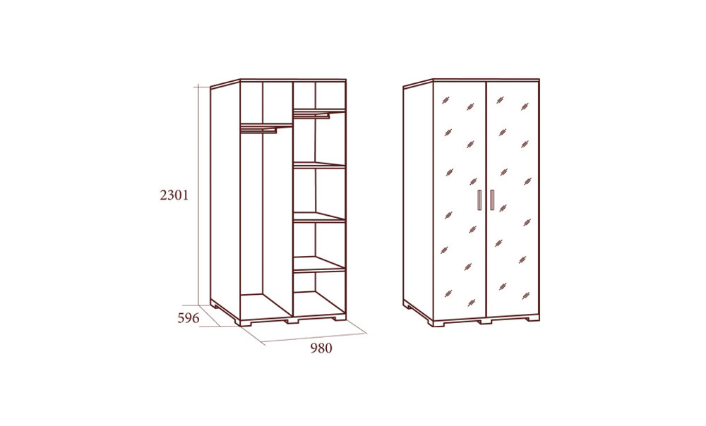 КАНАЛЕТТО Спальня. Шкаф 1-дверный