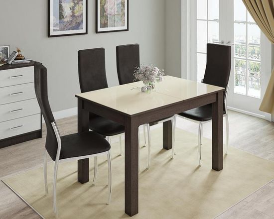 Стол обеденный раздвижной БРУНО венге / лакобель ваниль