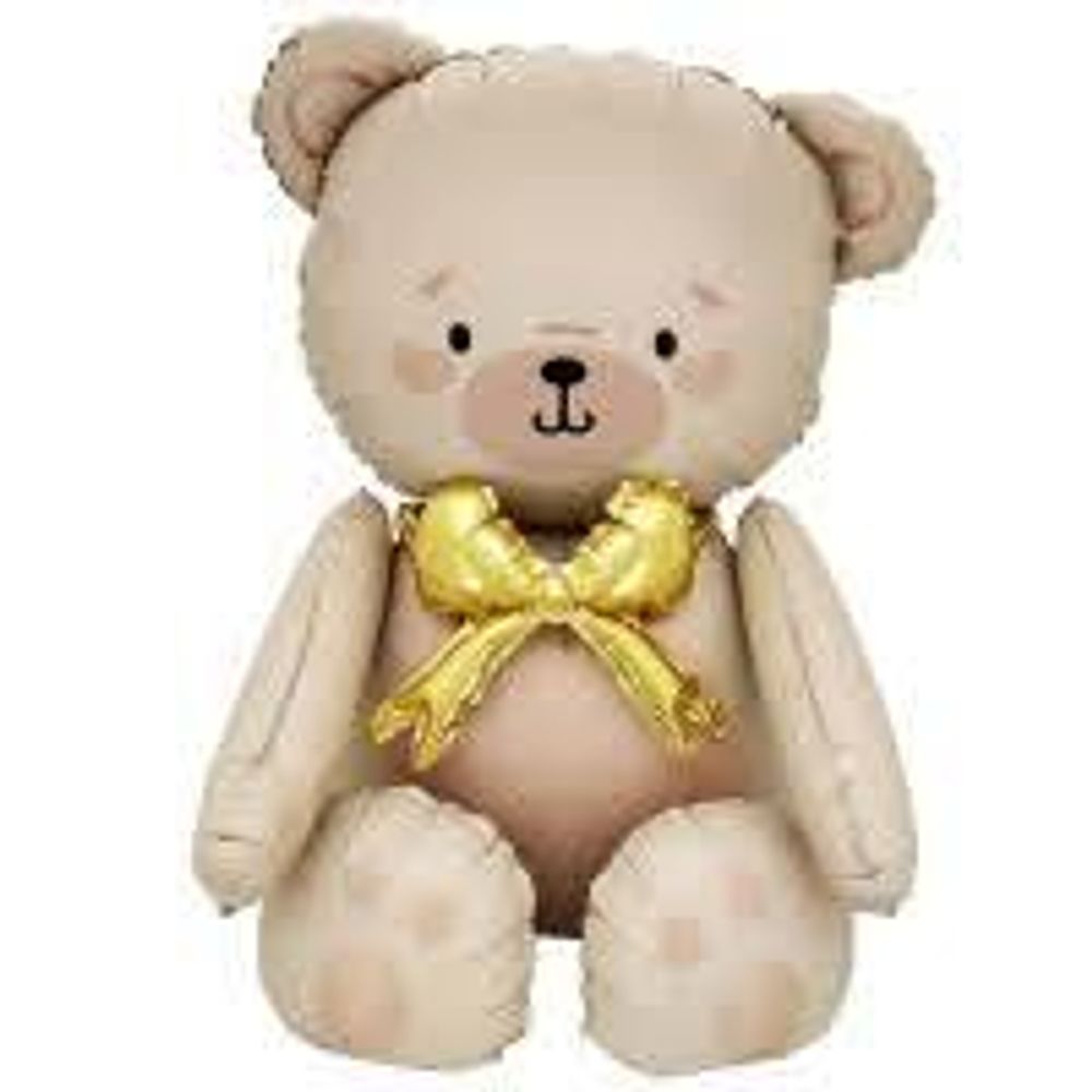 К Шар (40"/100см) Фигура, ХОД Медведь с бантиком, Кремовый