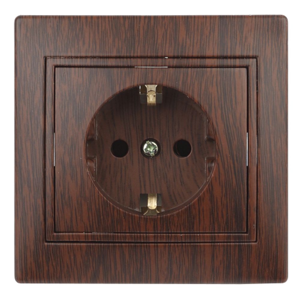 Розетка Intro Plano 1-202-10 с заземлением 2P+E Schuko 16А-250В IP20 СУ венге