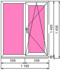 Пластиковое окно 1400 х 1180 ТермА Эко