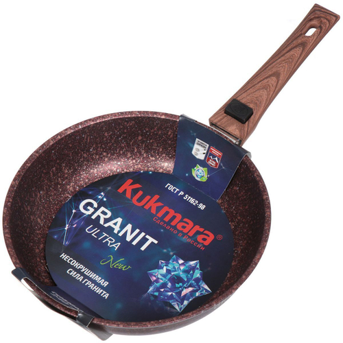 Сковорода алюминий, 24 см, антиприг, Kukmara, Granit Ultra, красн, сга242а, съем руч