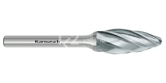 Борфреза твердосплавная Karnasch форма H, 8х20х6х65 мм, насечка HP-7 по алюминию, без покрытия, арт. 11.3075-015