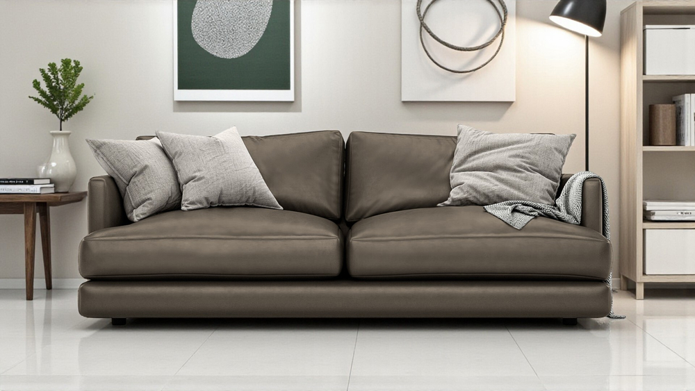 Диван Ибица Madras Grey 215*116*93 см, Бежевый Натуральная кожа Еврокнижка Фиеста