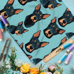 Ткань премиум шифон серьезные псы на голубом