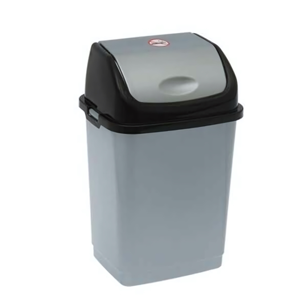 Ведро для мусора "Камелия", №3 18 л серебристый перламутр/черный РП-1013