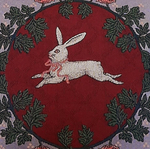 Декоративный гобеленовый чехол для интерьерной подушки Бегущий Заяц 47*47