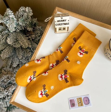 Носки НГ р.35-40 "Merry Christmas" Олени Жёлтые