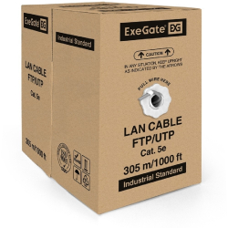 Exegate EX190970RUS Кабель FTP 4 пары кат.5e Exegate CCA, 24AWG, экран, 305м pullbox, серый