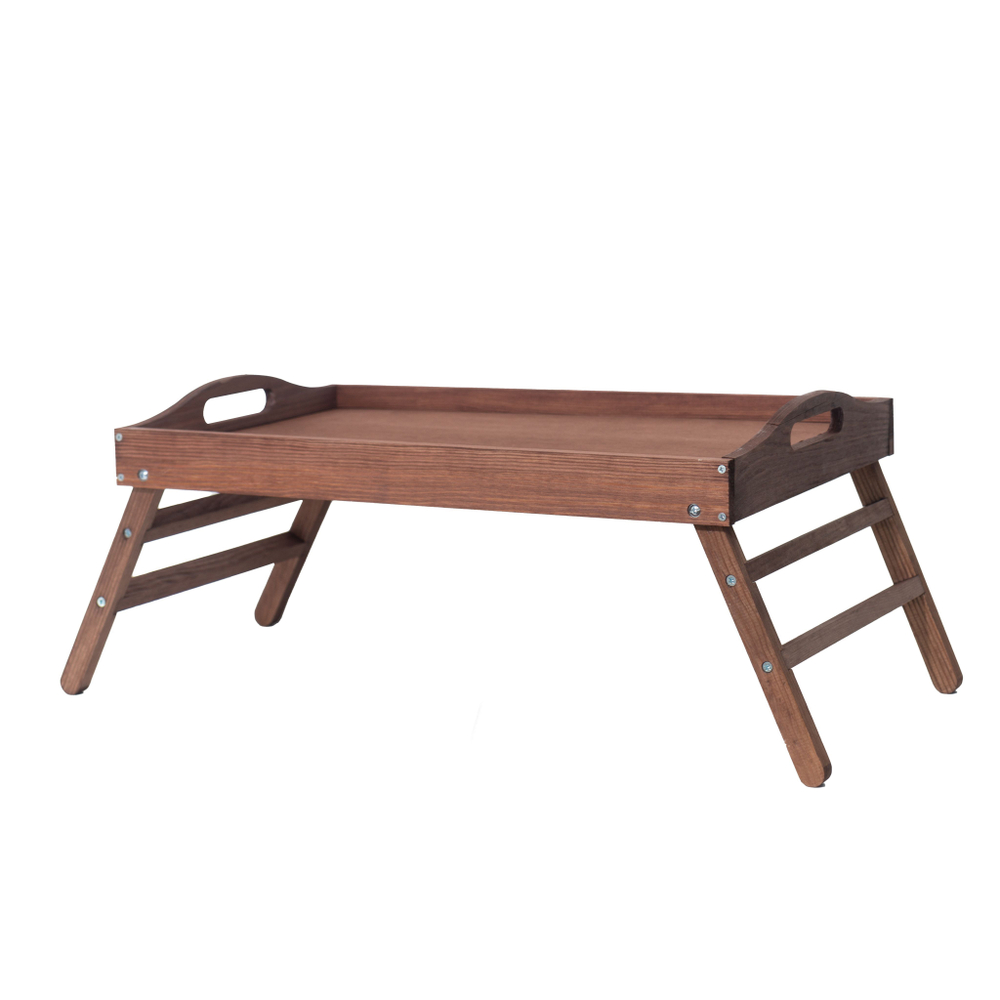 Столик поднос деревянный на ножках складной для завтрака и для кухни, браун бейц