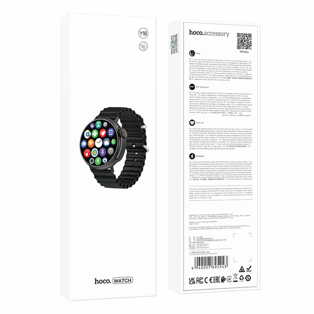 Смарт-часы Hoco Y2 Pro, black