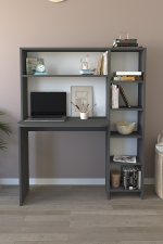 Стол рабочий с полками для книг 120х140 - антрацит