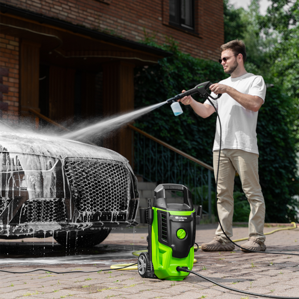 Моечная машина высокого давления АМ-1800, 1800 Вт, 140 бар, 350 л/ч, колесная// Сибртех